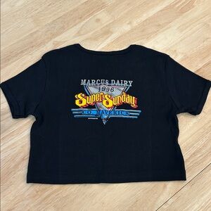 Dare Me Marcus Dairy Super Sunday Motorcycle Biker Cropped T-Shirt Size L/XL